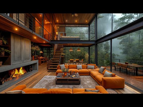 Cozy Rainy Day Retreat - Forest Cabin with Crackling Fireplace Ambiance for Ultimate Relaxation 🌧️🏠🔥