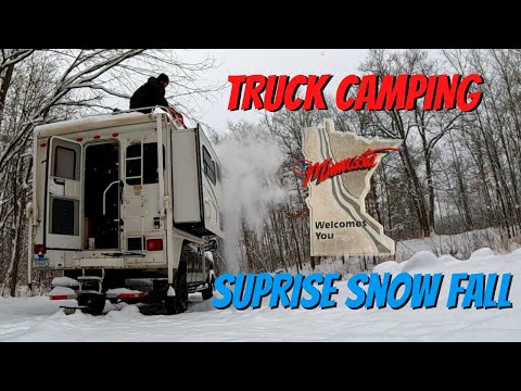 Winter Truck Camping in an Unexpected Snowstorm.
