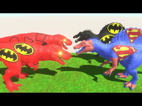 TEAM RED BATMAN SQUID GAME T REX DEATH RUN - Animal Revolt Battle Simualtor