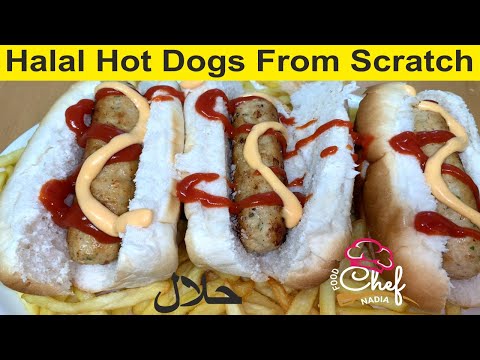 Halal hot dog burger. How it's made - Hot Dogs. How to make easy hot dogs new york chicken hot dog.