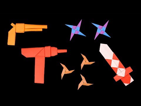 05 Easy #Origami Paper Ninja Star/Sword/gun - How to Make Step by Step