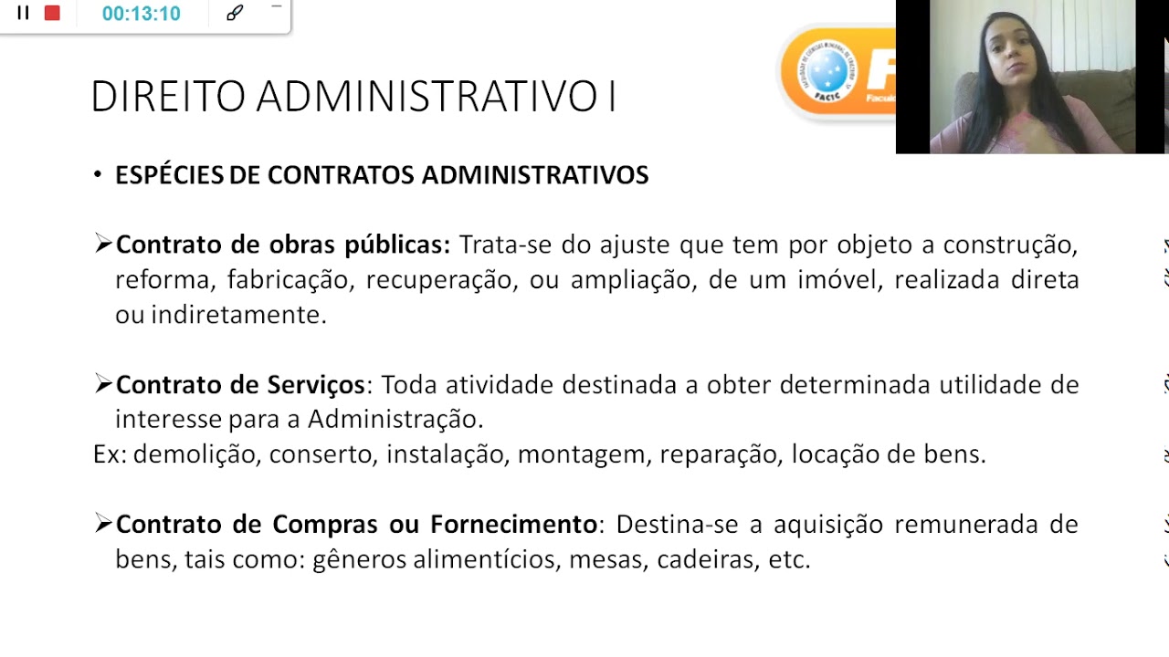 Direito Administrativo I - Características e Espécies dos Contratos Administrativos