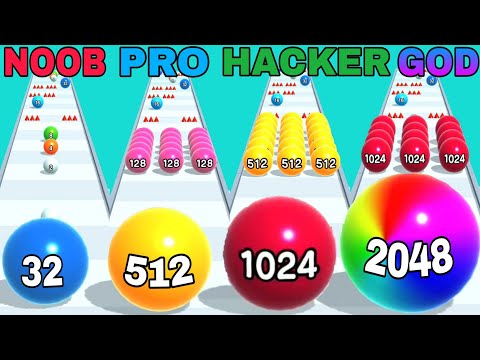 NOOB VS PRO VS HACKER VS GOD in 2048 Amaze Balls