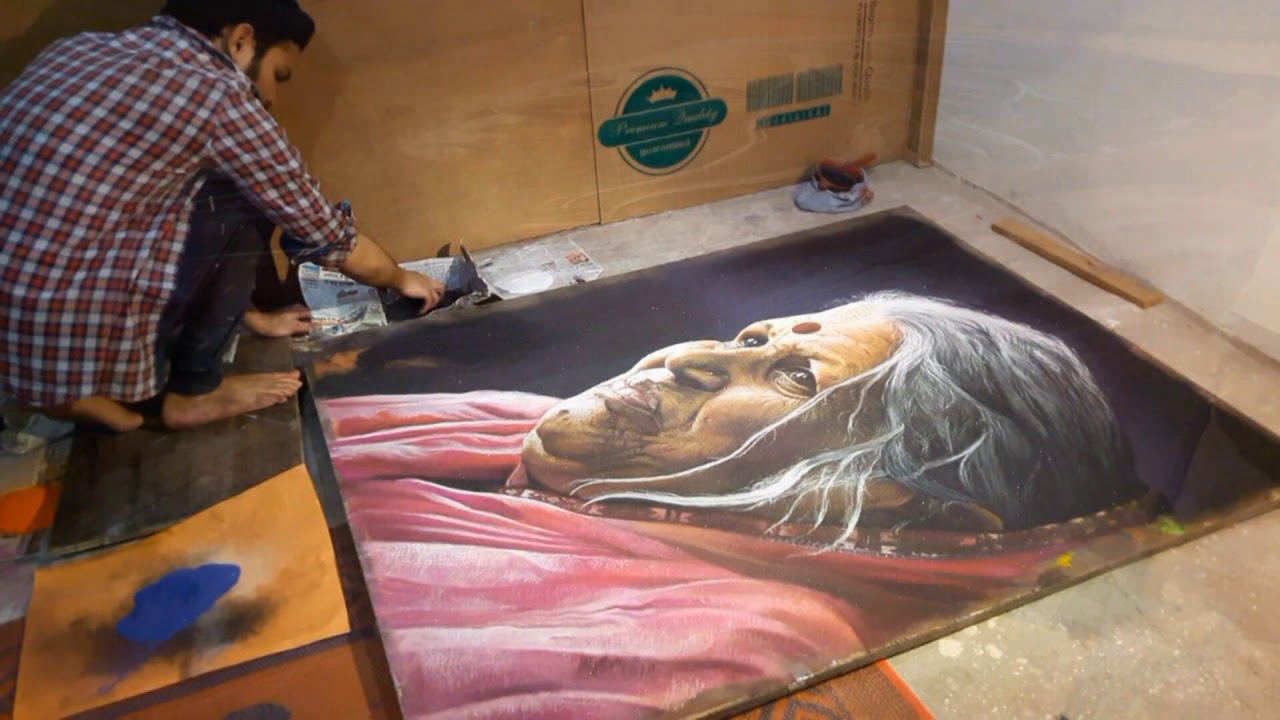  hyper realistic portrait rangoli design sindhutai sapkal by kartik khadatkar