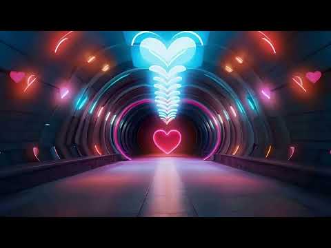 Neon Lights Love Heart Tunnel Motion Graphics Background Wallpaper Free Videos - Generated with AI