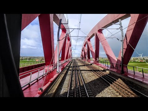 IC Berlin rear view: Crossing the IJsselbridge and converging with the Veluwelijn - Ride Along-