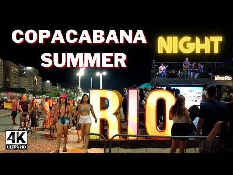 🇧🇷 COPACABANA BEACH SUMMER NIGHT IN RIO 4K ⁶⁰ | BRAZIL