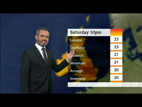 BBC Weather : Saturdays temperature on the night could reach up to 23c