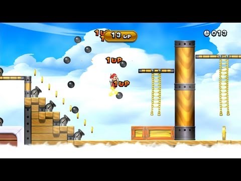 New Super Mario Bros. U - Challenges: Airship 1-Up Rally - Ground Pound speed assault (Wii U)