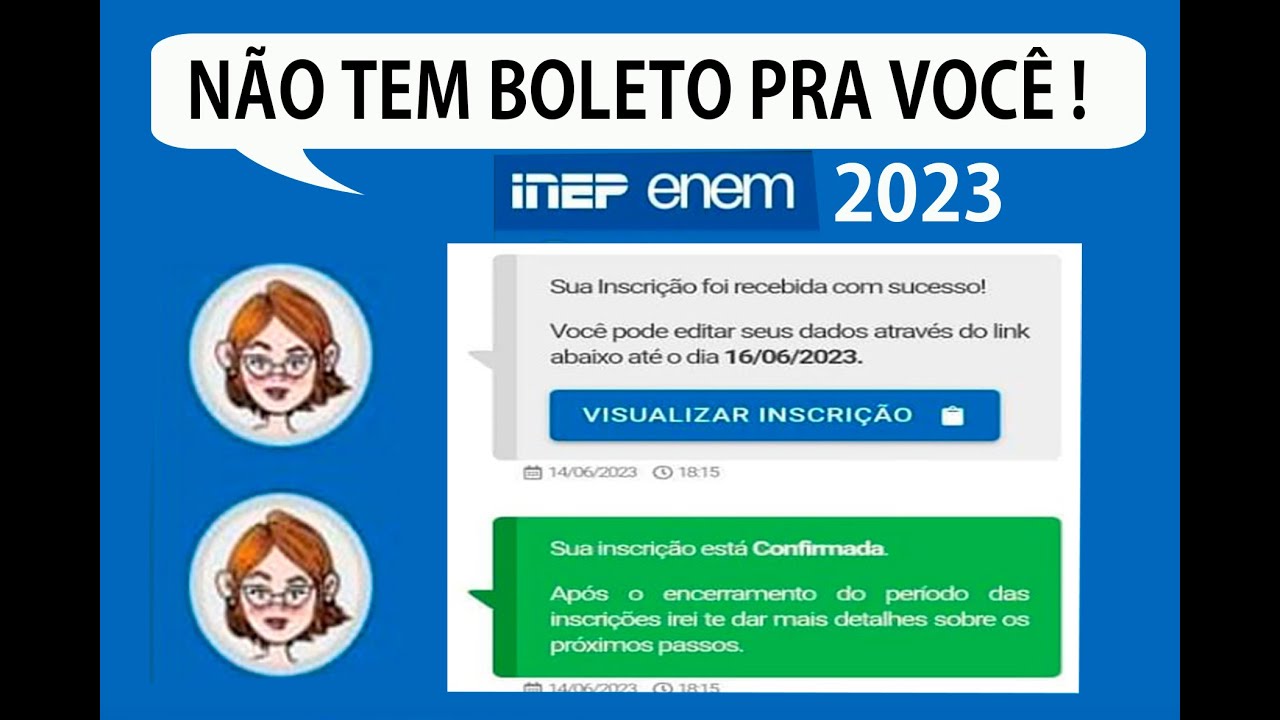 ENEM 2023, INSCRIÇÃO CONFIRMADA! NÃO APARECEU BOLETO ! E AGORA ? #enen , #enem2023