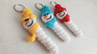 Cute & Easy Christmas Snowman Keychain Crochet Tutorial