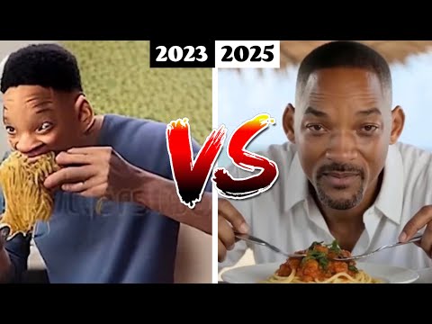 Will Smith Eating Spaghetti AI Video 2023 vs 2025