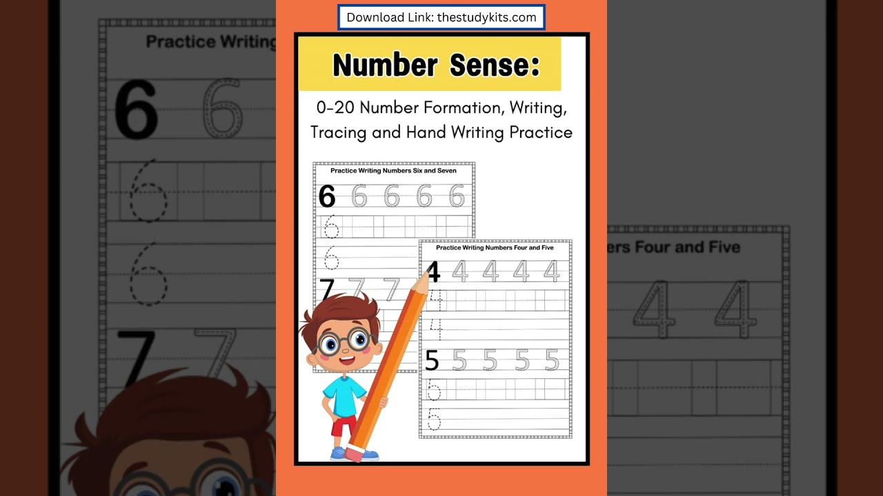 Number Sense 0 20 Number Formation, Writing, Tracing and Hand Writing Practice