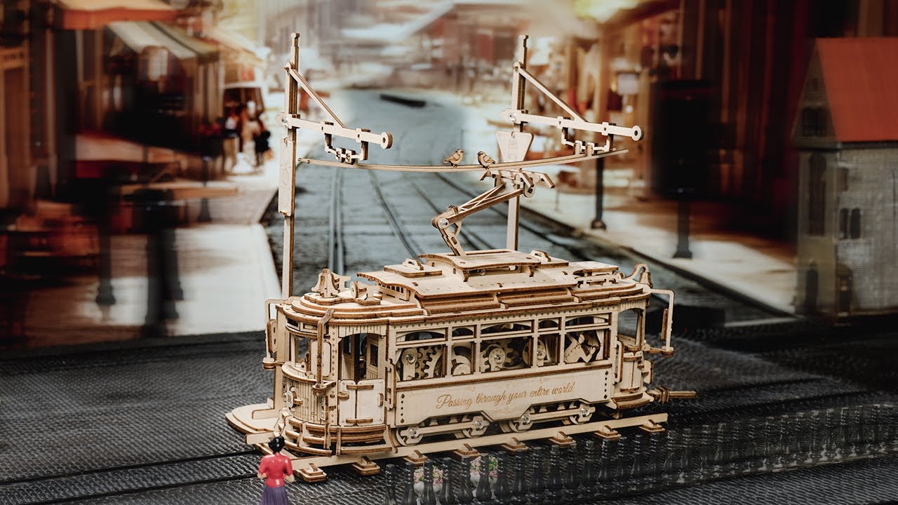 RoboTime 3D dřevěné mechanické puzzle Tramvaj