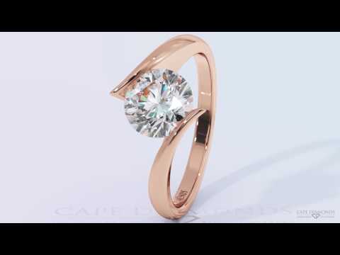 Spilt Band Twist Tension Round Cut Rose Gold Diamond Engagement Rings - Cape Diamonds
