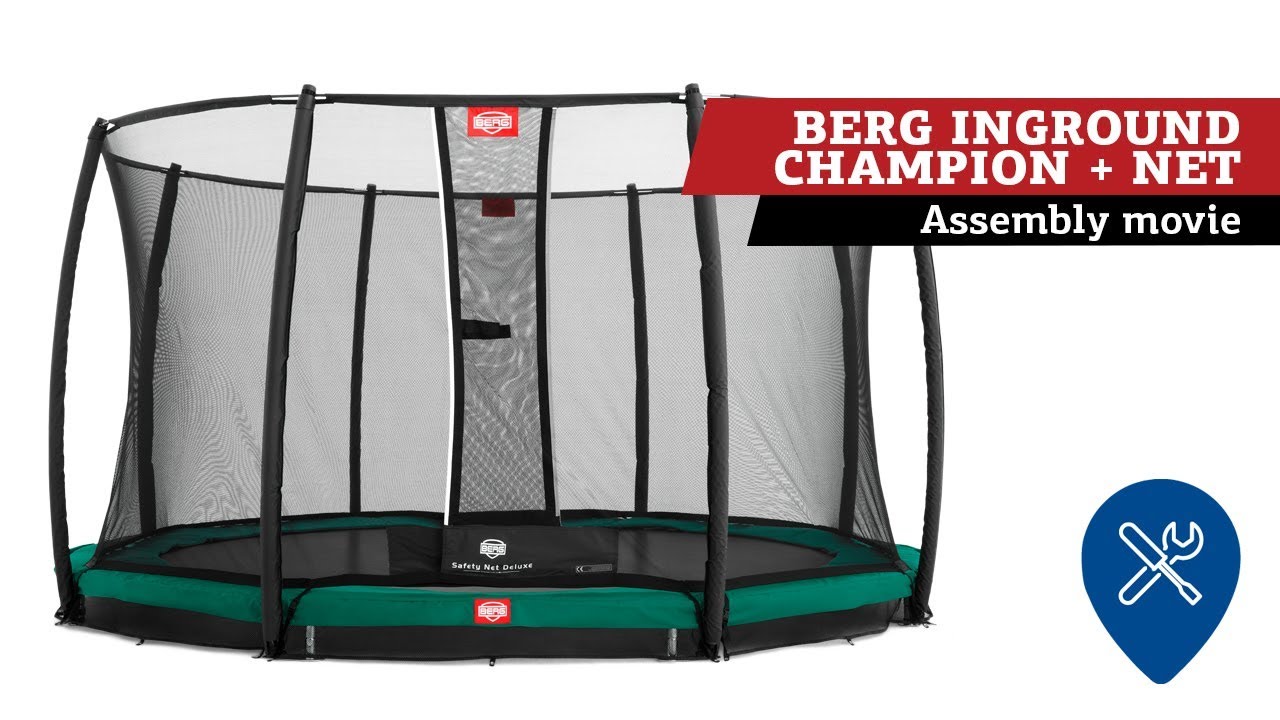 Батут Berg InGround Champion Grey 380 см с сеткой Deluxe