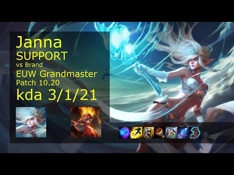 Janna Support vs Brand - EUW Grandmaster 3/1/21 Patch 10.20 Gameplay