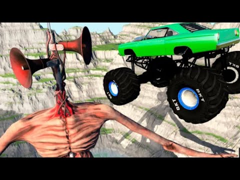 Siren Head - High Speed ​​Jumping Cars Siren Heads Lake - Beamng Drive