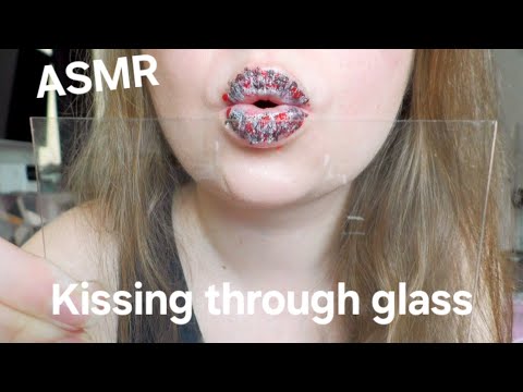 ASMR Kissing through glass | mouth sounds