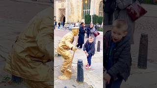 He dared to mess around with the naughty Gold Man. #valentinethestatue