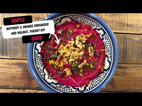 Beetroot & orange yogurt dip with coriander, micro herbs and walnuts