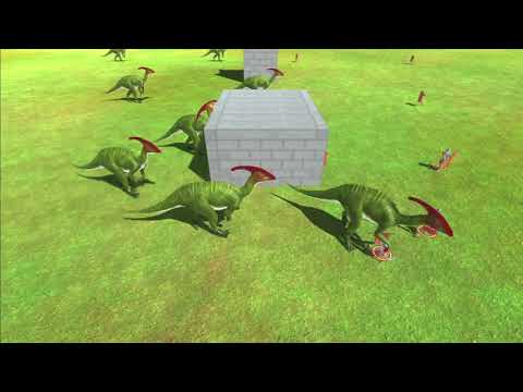 8 Parasaurolophus in night vs all units - Animal Revolt Battle Simulator