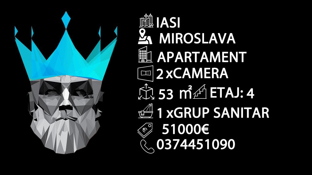 Tur video Miroslava | 2 camere | Bloc nou | 51.000