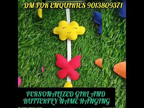 PERSONALIZED GIRL AND BUTTERFLIES NAME HANGING