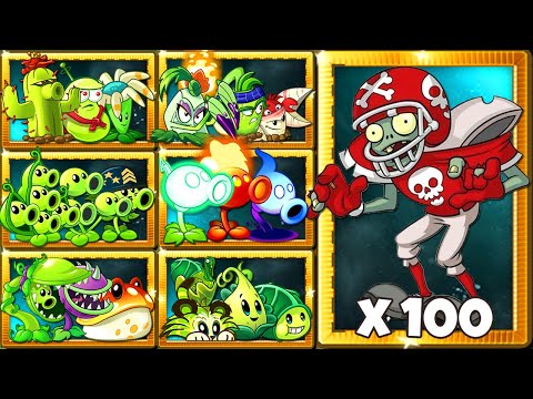 PvZ 2 Random 20 Team Plants Vs 100 Football Allstar Zombie