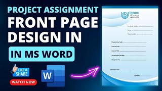 How to create Project Assignment Front Page in MS Word | IGNOU Assignment Front Page Design in Word