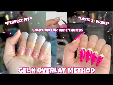 GEL X OVERLAY METHOD NAIL HACK SOLUTION FOR WIDE THUMBS | KIARA SKY SHORT STILETTO GELLY TIP KIT