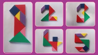 Tangram Numbers part -1   // learn how to make tangram number puzzle