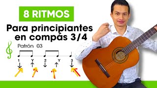 ↘8 RITMOS de 3/4 en Guitarra acústica 😁 para principiantes ↘✅