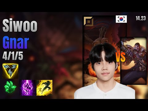 Siwoo Top Gnar vs Jayce lol KR solo rank Full Game 14.23 | 시우 나르 vs 제이스