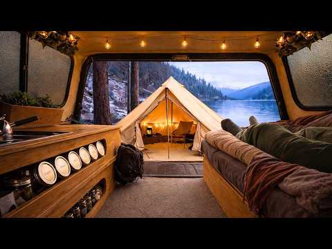 Allein im Zelt im Schnee campen | Campinggeräusche | Entspannendes ASMR