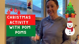 Christmas Activities Using Pom Poms and a Tree.  Speech Therapy Tips to Increase Language Skills