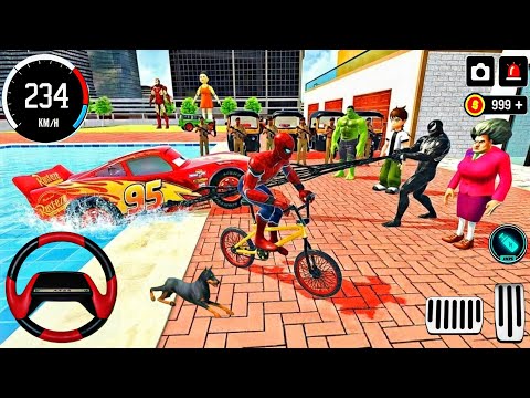 🥰 Spiderman Mc Queen Car 🦚 Thung Thung  Scary Teacher Ben 🔟 🎊 Police Modified Car Showroom 🎉3D 🆕Game