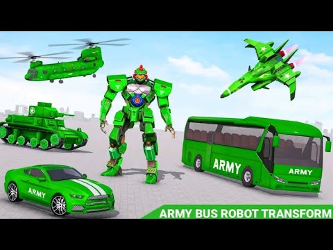 Army Bus Robot Transform battle in flying car games and jet Robot games Gameplay - Android/iOS.