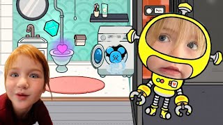 ROBOT NiKO Flushes my Diamond ??!  Adley App Reviews | Toca Life World play town &amp; neighborhood 💎