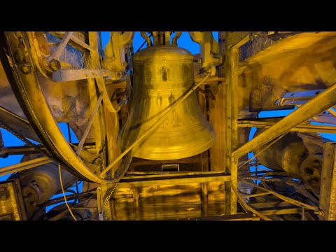 Concert of the Galbiate bells during sunset over the lake in the mountains