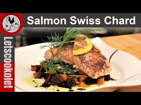 Baked Salmon Swiss Chard \ Sweet and Yam-y Potatoes