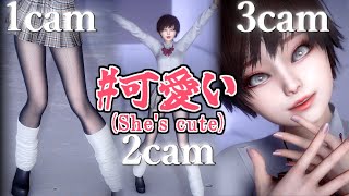 三視点で観察できる吊り目黒髪ショート女【職業:高校生】[黒タイツあり][MMD]