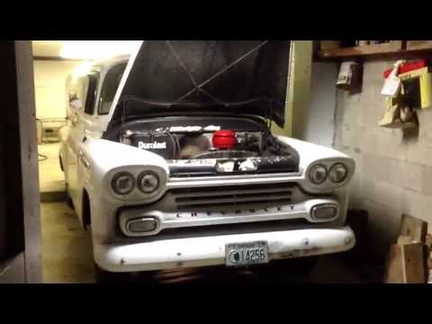 First start of my 1958 Chevrolet Apache. 235 inline six with a 3 speed manual. All original.