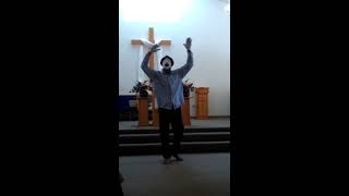 Tre Garey miming Brian Wilson grab and hold