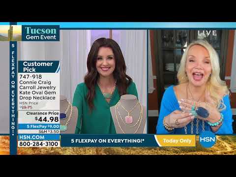 Connie Craig Carroll Jewelry Kate 193/4" Oval Gemstone D...