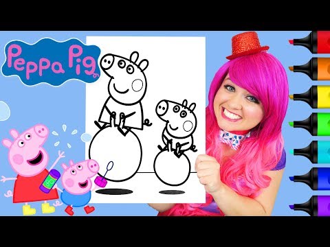 Coloring Peppa Pig & George Bouncy Balls Coloring Page Prismacolor Paint Markers | KiMMi THE CLOWN