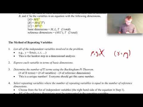 Dimensional Analysis - Buckingham-Pi Theorem and the Method Of Repeating Variables
