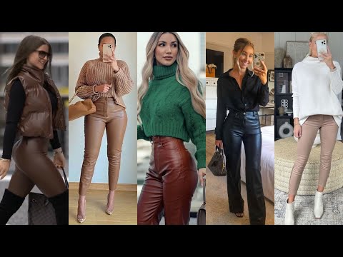 Moda CON PANTALONES DE PIEL TENDENCIA DE TEMPORADA! Looks y Outfits OTOÑO INVIERNO 2024*