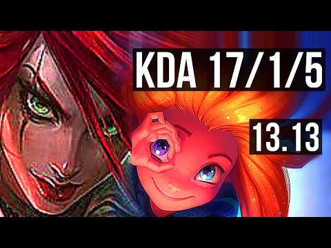 KATARINA vs ZOE (MID) | 17/1/5, Rank 5 Kata, Legendary, 6 solo kills | KR Challenger | 13.13