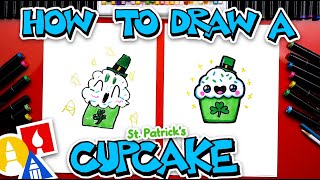 How To Draw A Cute Cartoon St. Patrick's Day Cupcake
